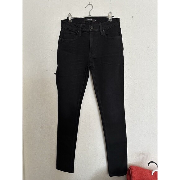 Hudson Men's Black Zack Stretch Skinny Jeans Pants Size 28 /31 Side Zip $235